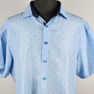 BC Collection Men's Light Blue Short Sleeve Button Down Casual Everyday Size 3XL